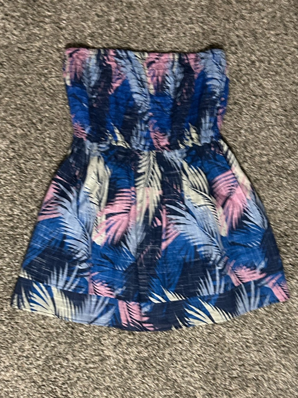 Mossimo Supply Co. Strapless Blue Pink Palm Print Top